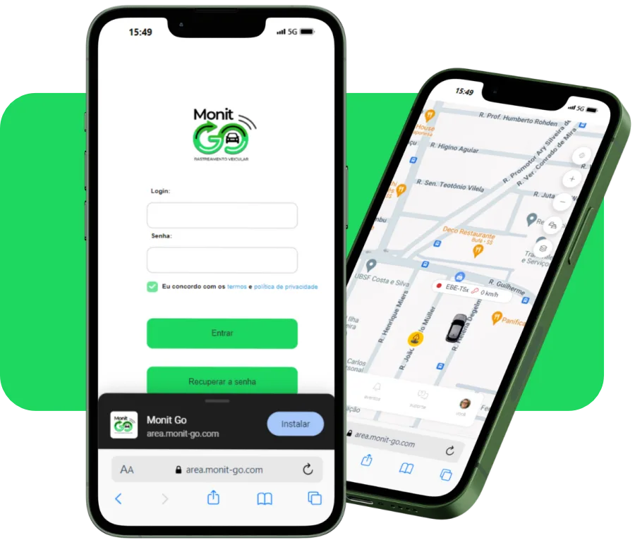 Aplicativo de rastreamento veicular MonitGO no celular